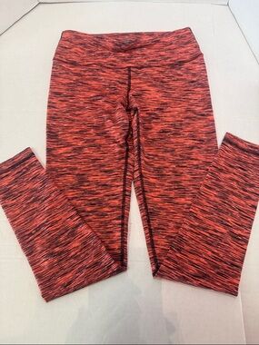 90 degree by Reflex Coral and Black Striped Performance Leggings